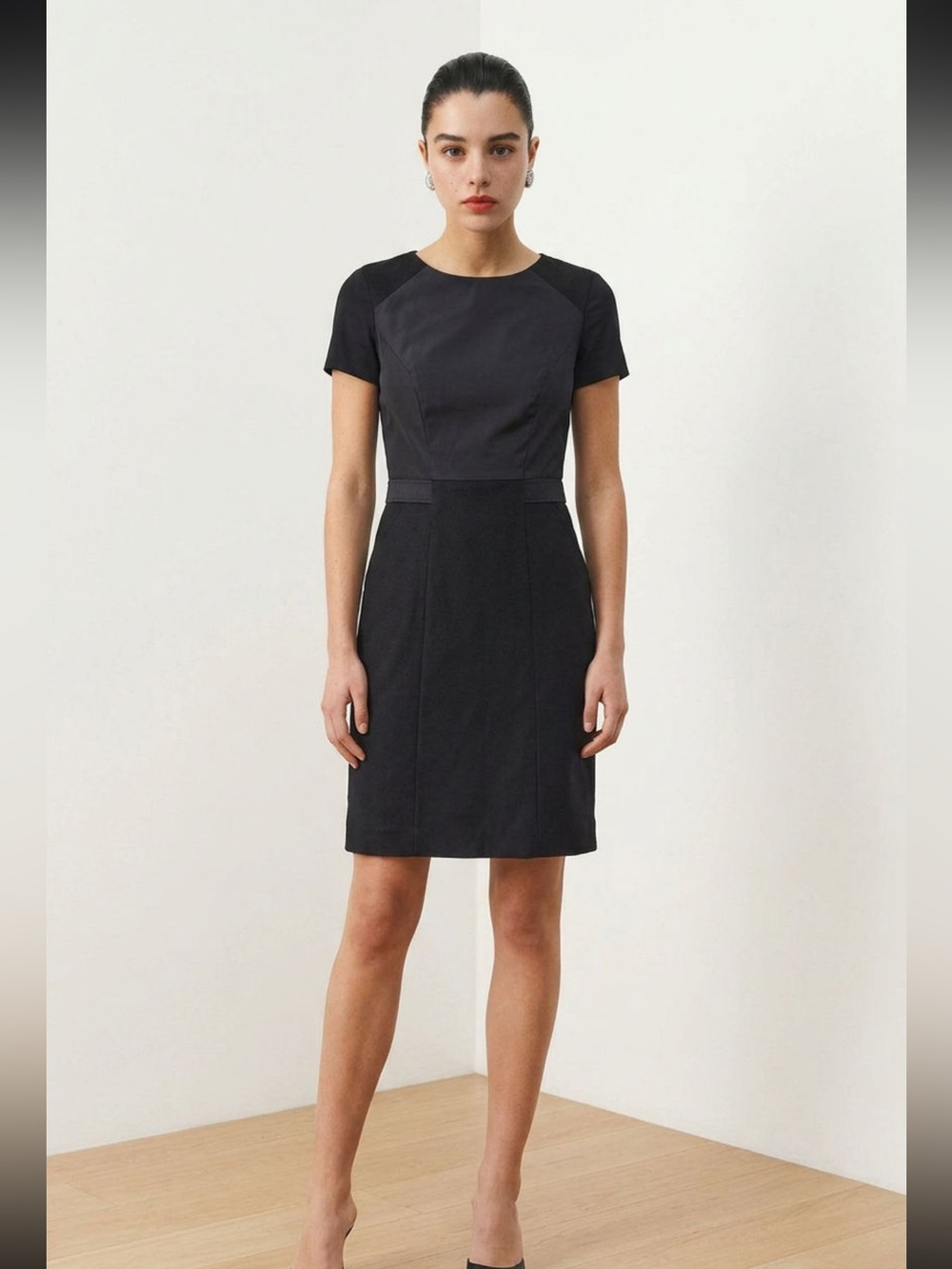 Marc Aurel Paneled Sheath Dress Black Size 34 US 2 XS with Pockets